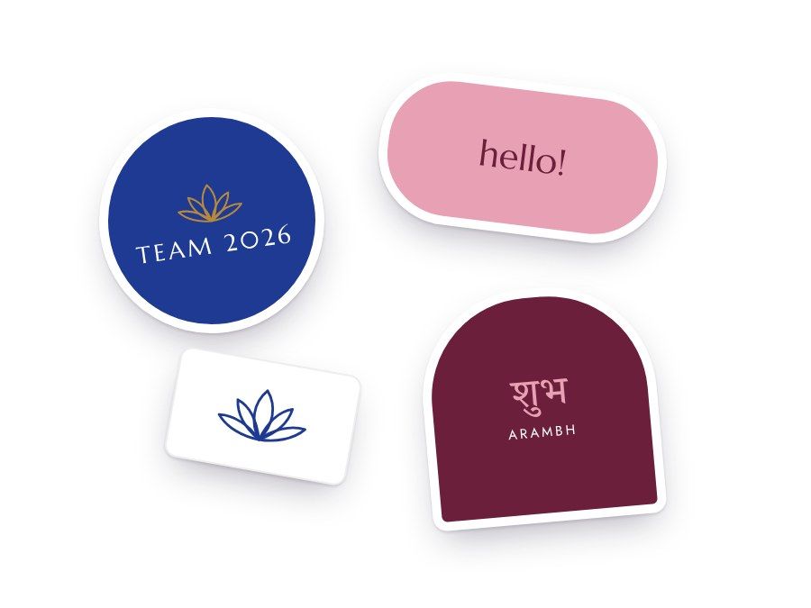 Print & Stationery collection: Custom die-cut stickers with company logo and team slogans (design mockup)